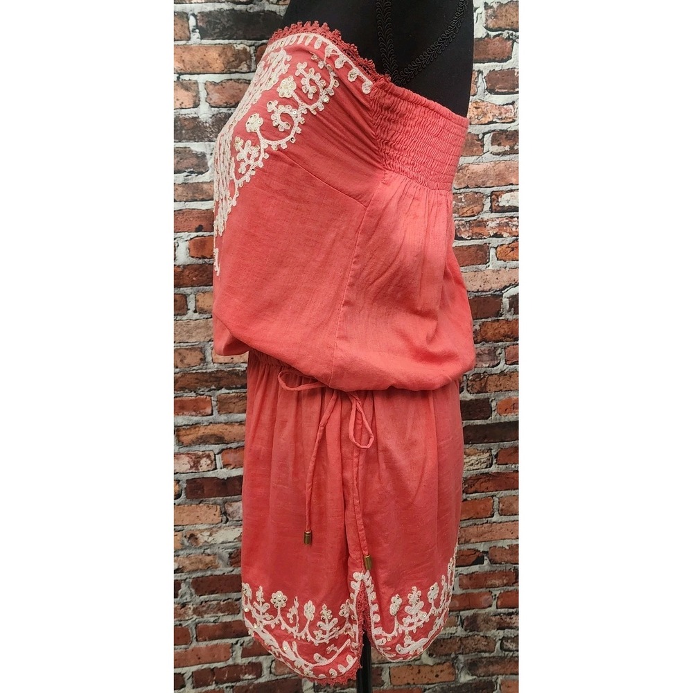 CYNTHIA ROWLEY Swim CoverUp Dress L Strapless Sequin Embroidered‎ Boho Cottage - Picture 5 of 15